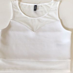 H&M White Mesh Crop Top